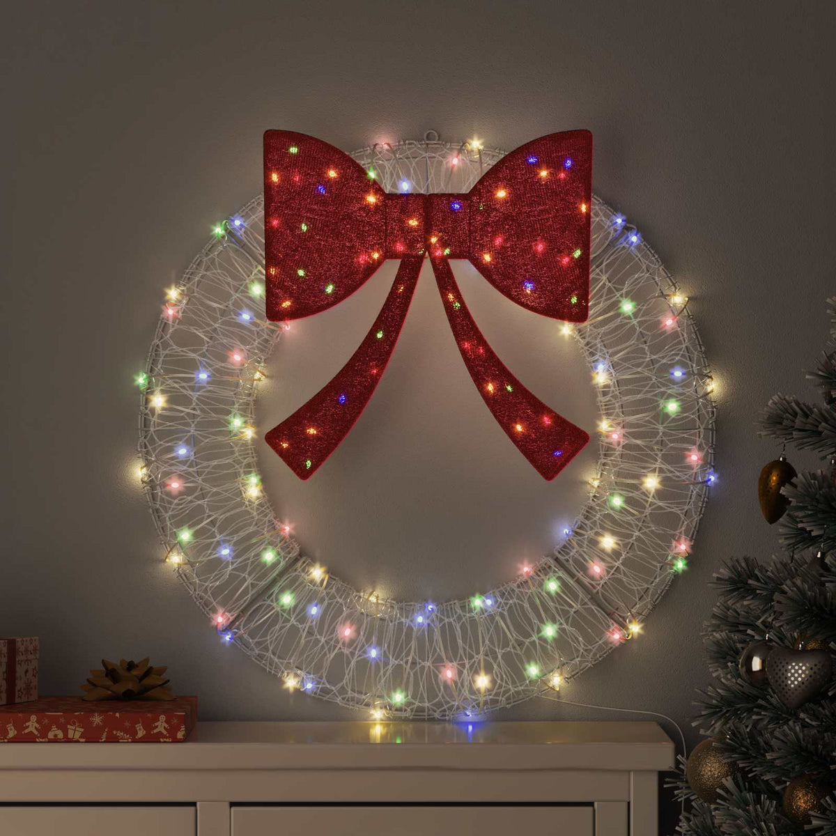Krans 60 LED'er Flerfarvet 76 x 76 x 8,5 cm Akryl