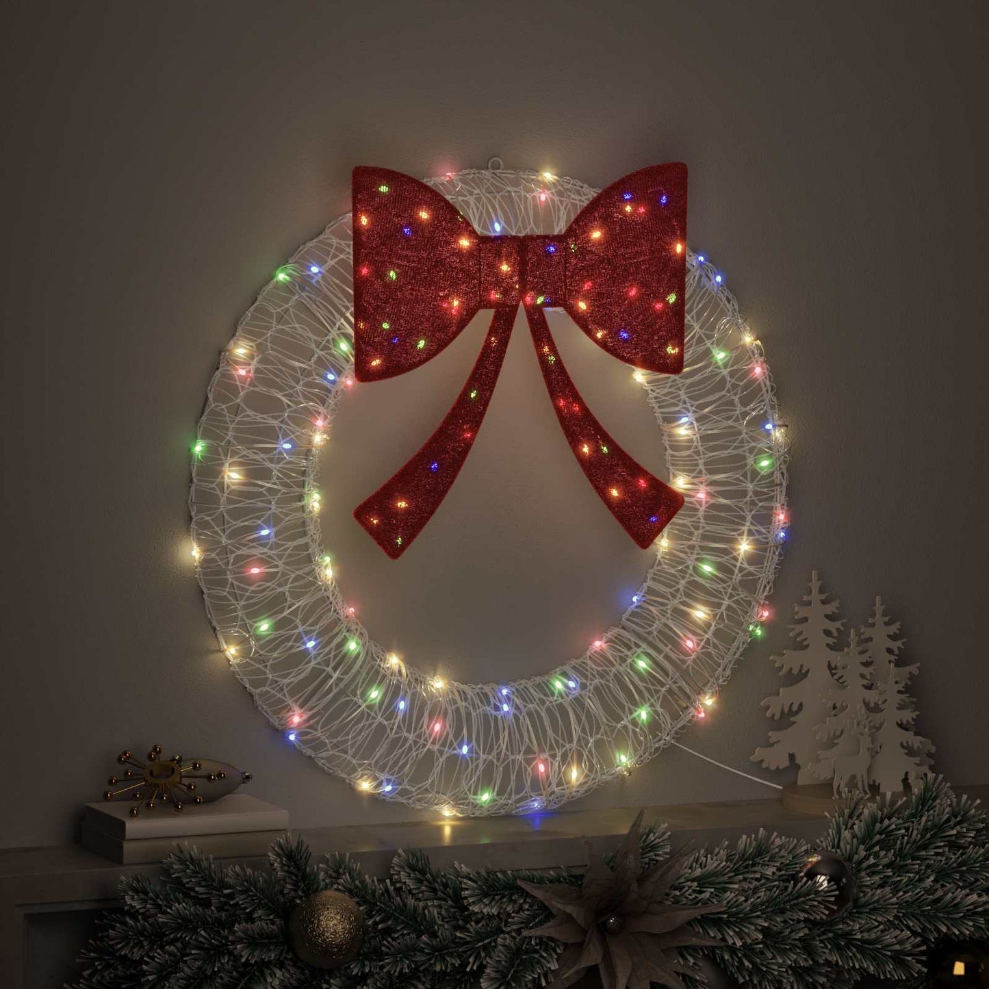 Krans 60 LED'er Flerfarvet 76 x 76 x 8,5 cm Akryl