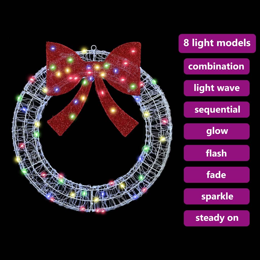 Krans 60 LED'er Flerfarvet 76 x 76 x 8,5 cm Akryl