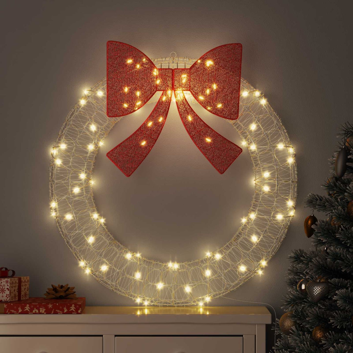 Krans 80 LED'er Varm hvid 92 x 92 x 9,5 cm Akryl