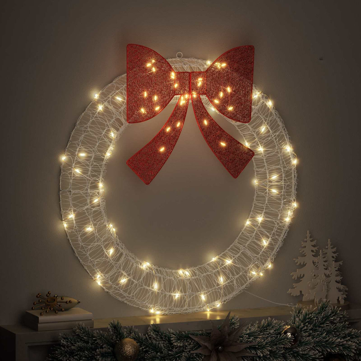 Krans 80 LED'er Varm hvid 92 x 92 x 9,5 cm Akryl