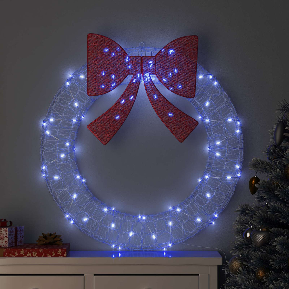 Krans 80 LED'er Blå 92 x 92 x 9,5 cm Akryl