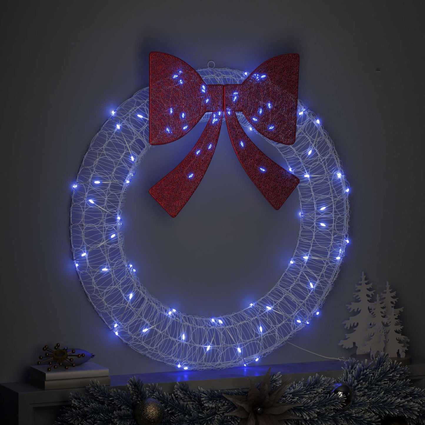 Krans 80 LED'er Blå 92 x 92 x 9,5 cm Akryl