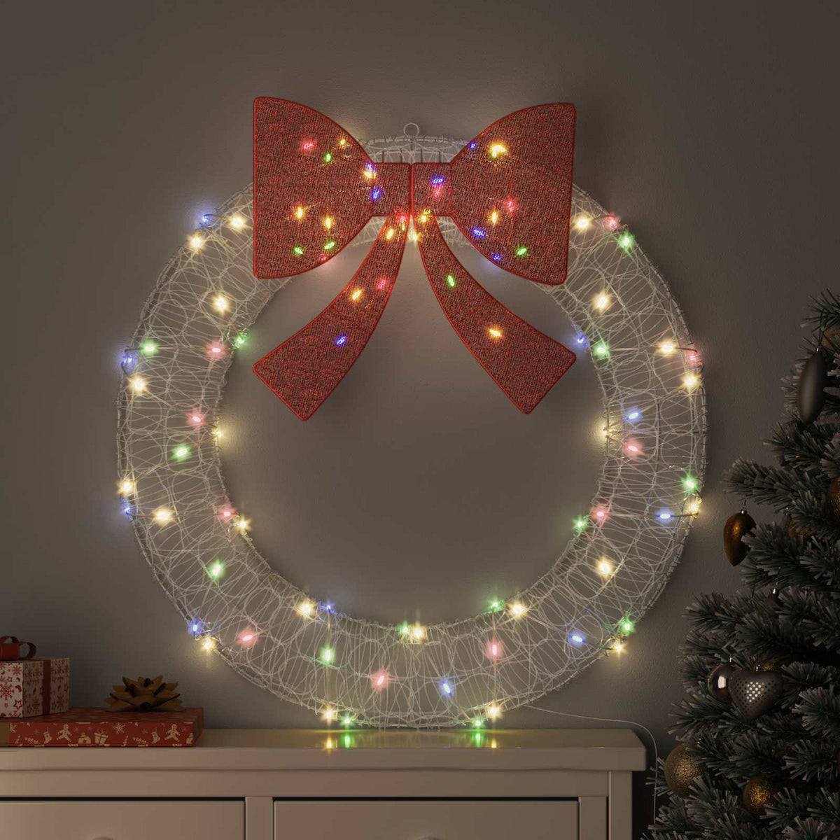 Krans 80 LED'er Flerfarvet 92 x 92 x 9,5 cm Akryl