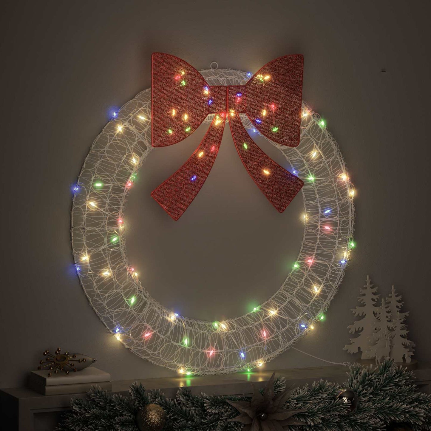 Krans 80 LED'er Flerfarvet 92 x 92 x 9,5 cm Akryl