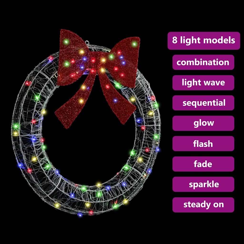 Krans 80 LED'er Flerfarvet 92 x 92 x 9,5 cm Akryl
