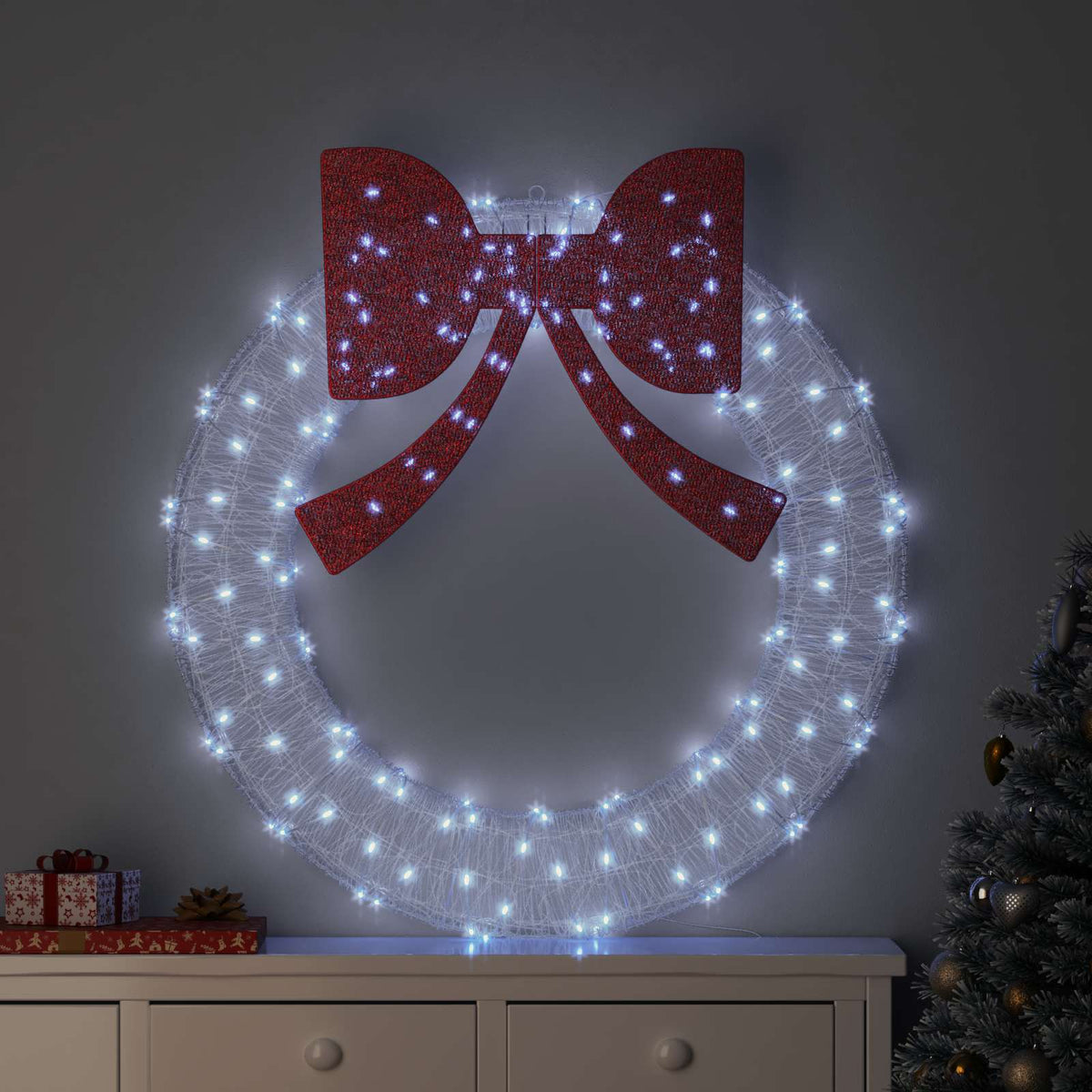 Krans 150 LED'er Kold hvid 120 cm Akryl