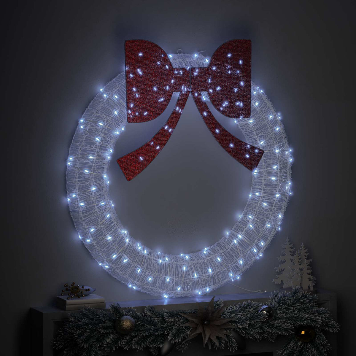 Krans 150 LED'er Kold hvid 120 cm Akryl