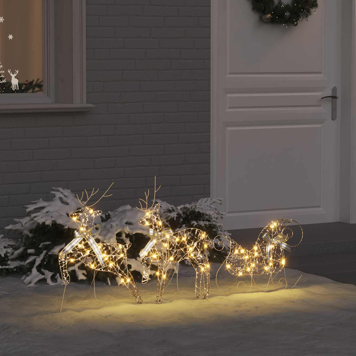 LED Rensdyr 3 stk. 60 LED'er Varm hvid 44,5 x 18 x 66 cm PET