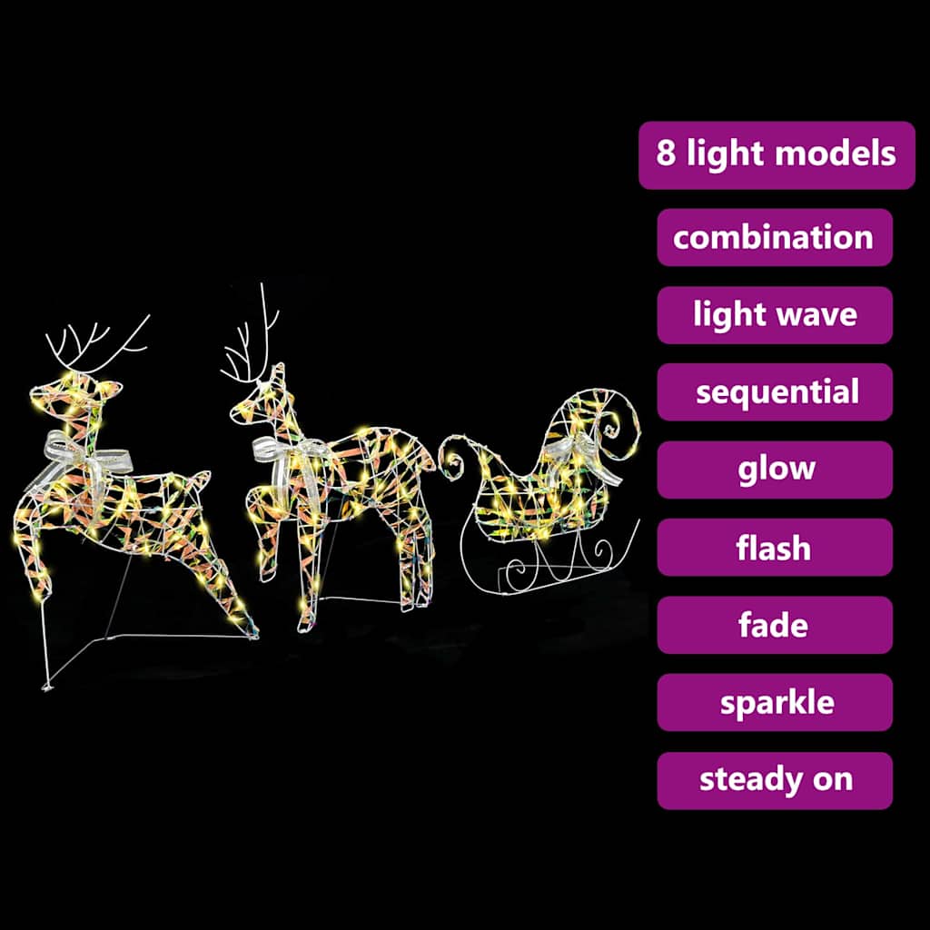 LED Rensdyr 3 stk. 60 LED'er Varm hvid 44 x 18 x 65,5 cm PET