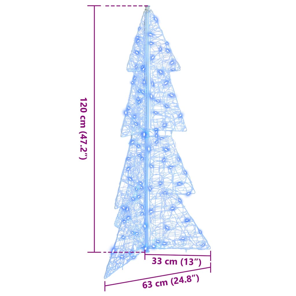 Juletræ 100 LED'er Blå 120 cm Akryl