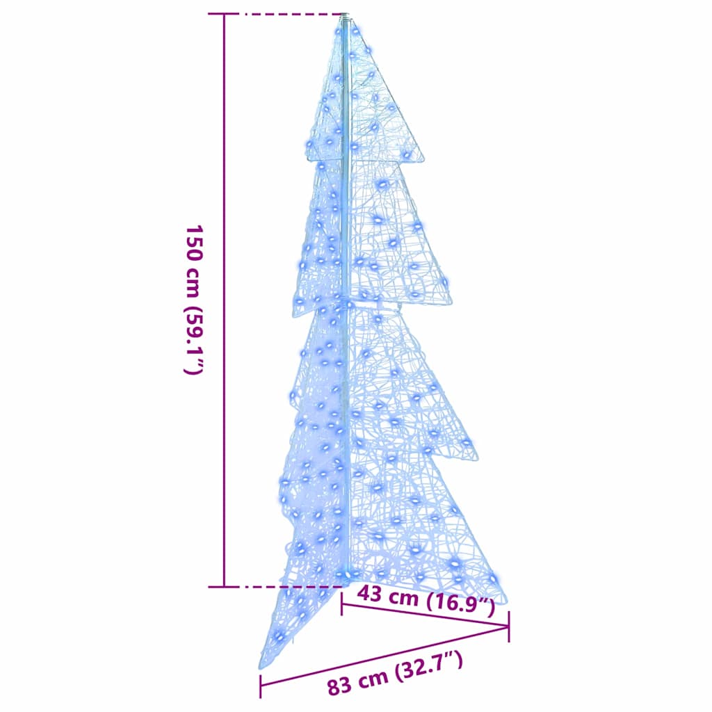 Juletræ 160 LED'er Blå 150 cm Akryl