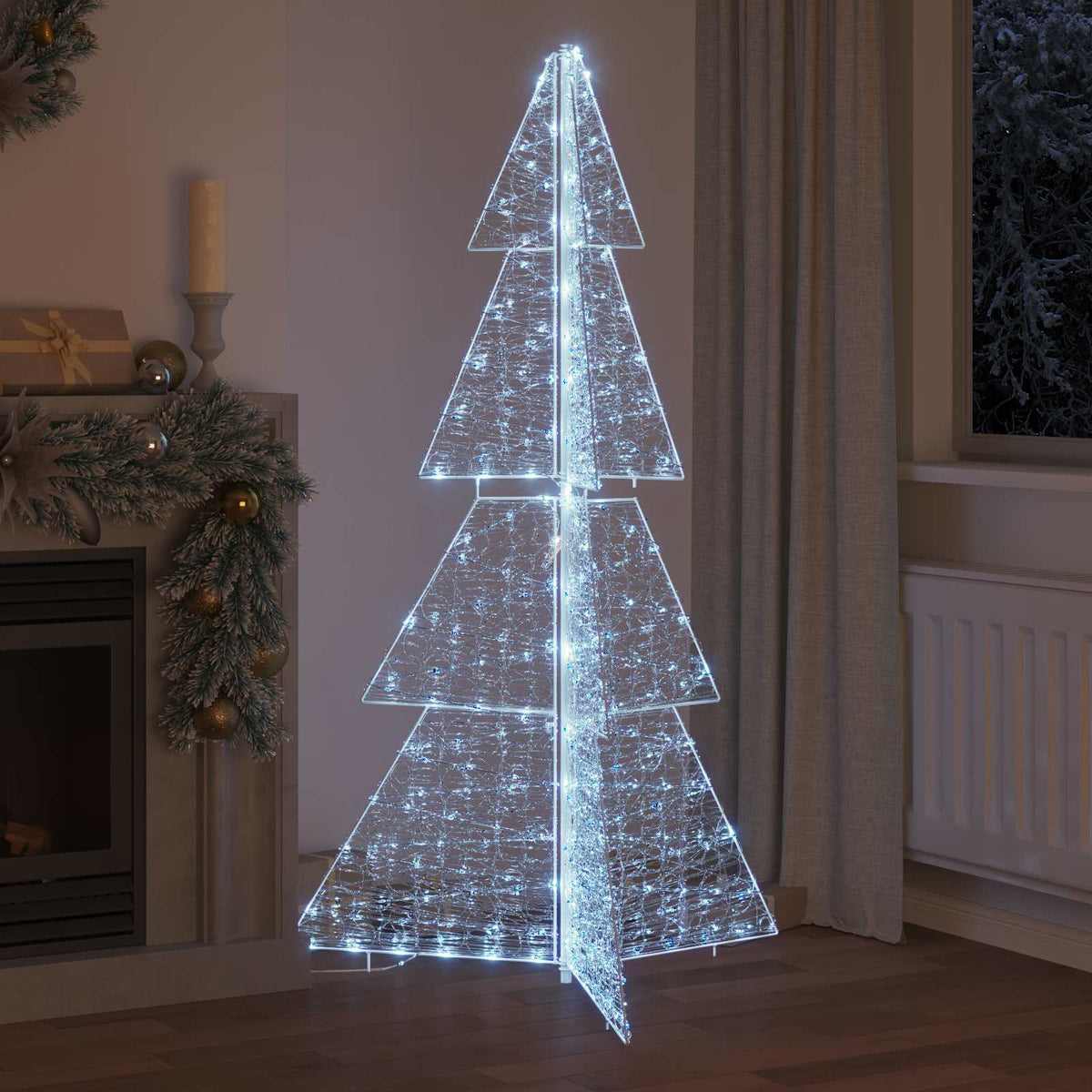 Juletræ 240 LED'er Kold Hvid 180 cm Akryl