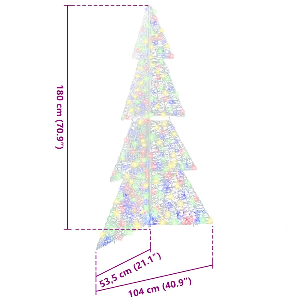 Juletræ 240 LED'er Flerfarvet 180 cm Akryl