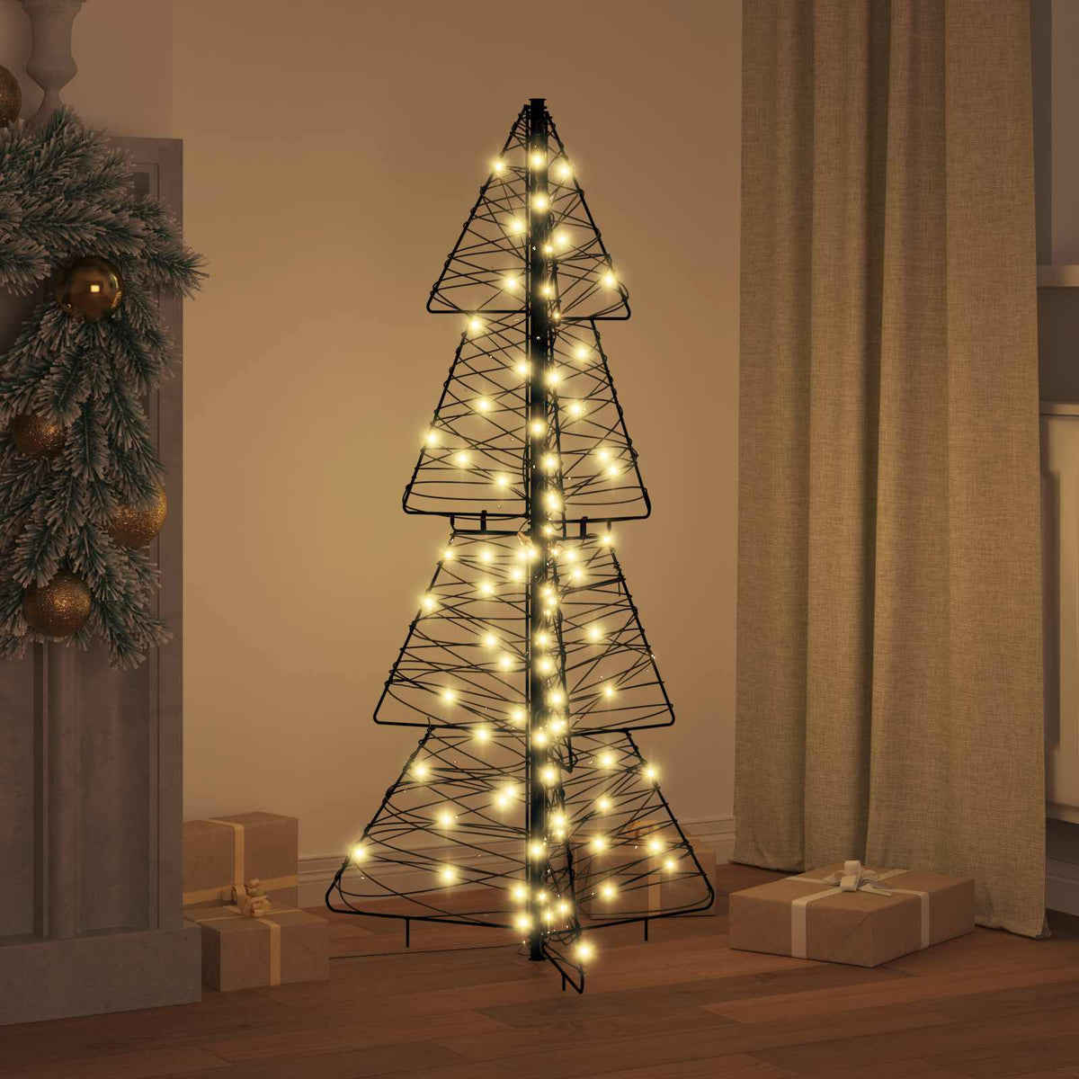 Juletræ 100 LED'er Varm hvid 120 cm Rattan