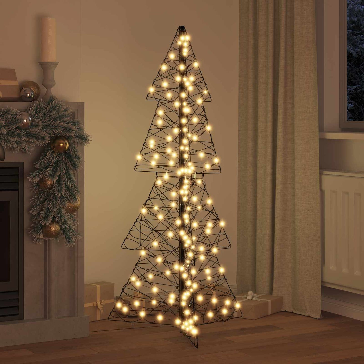 Juletræ 160 LED'er Varm hvid 150 cm Rattan