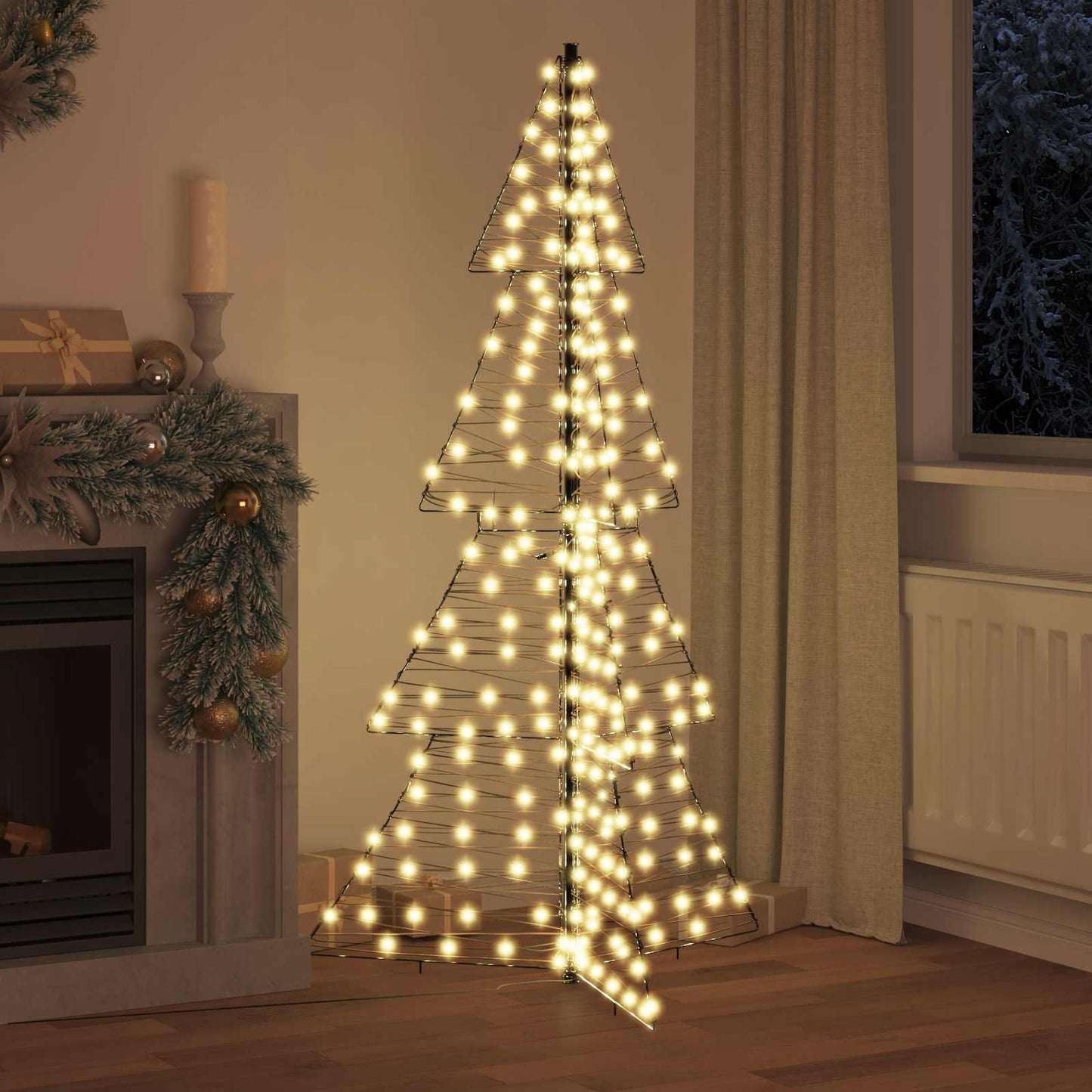 Juletræ 240 LED'er Varm hvid 180 cm Rattan