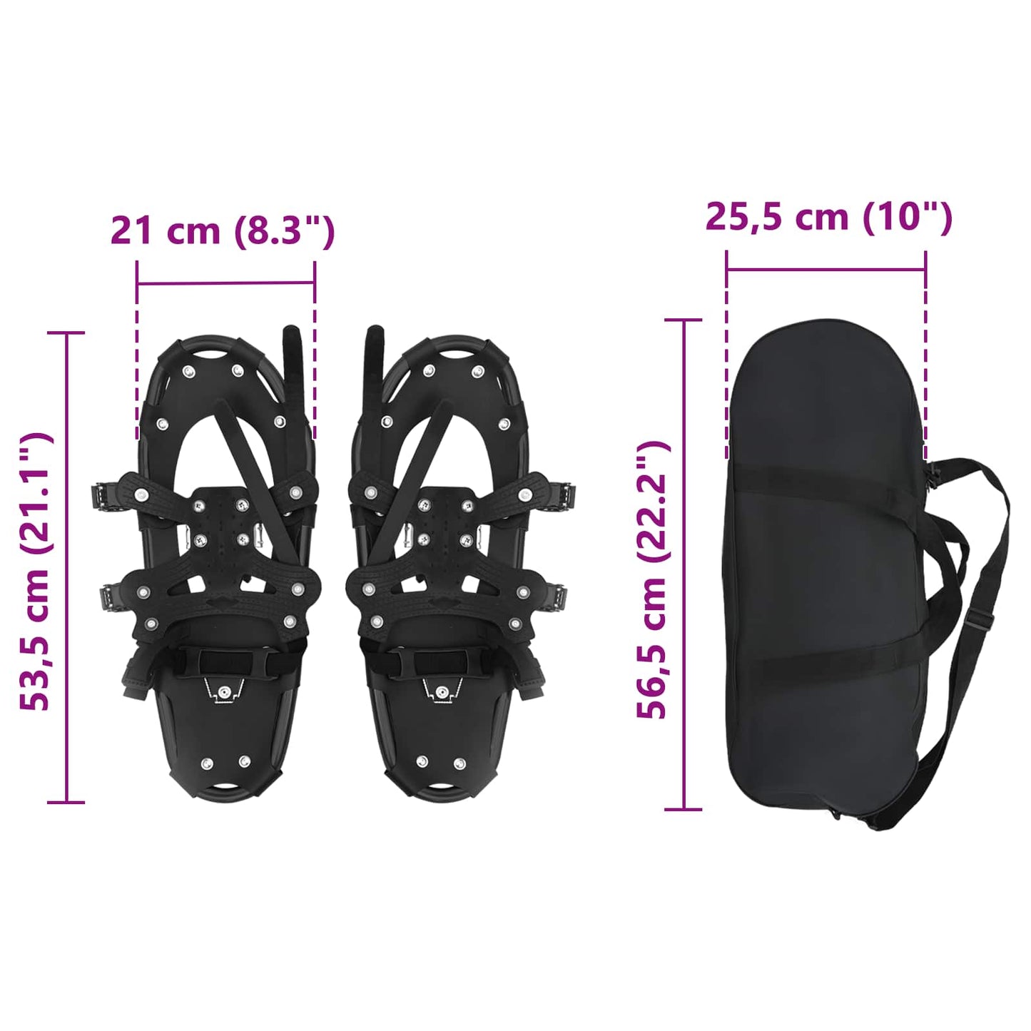 3 I 1 Snesko Sort 53,5 x 21 cm Aluminium og HDPE