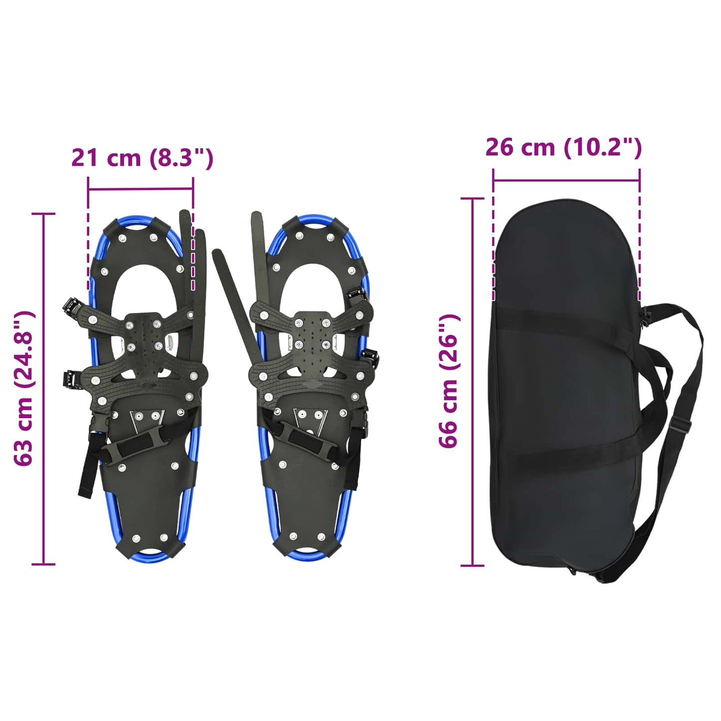 3 I 1 Snesko Blå og Sort 63 x 21 cm Aluminium og HDPE