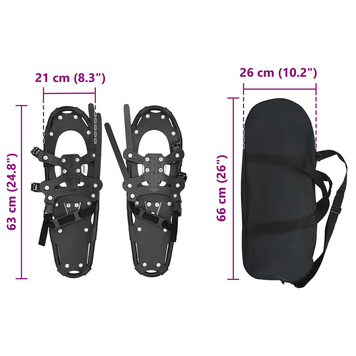 3 I 1 Snesko Sort 63 x 21 cm Aluminium og HDPE