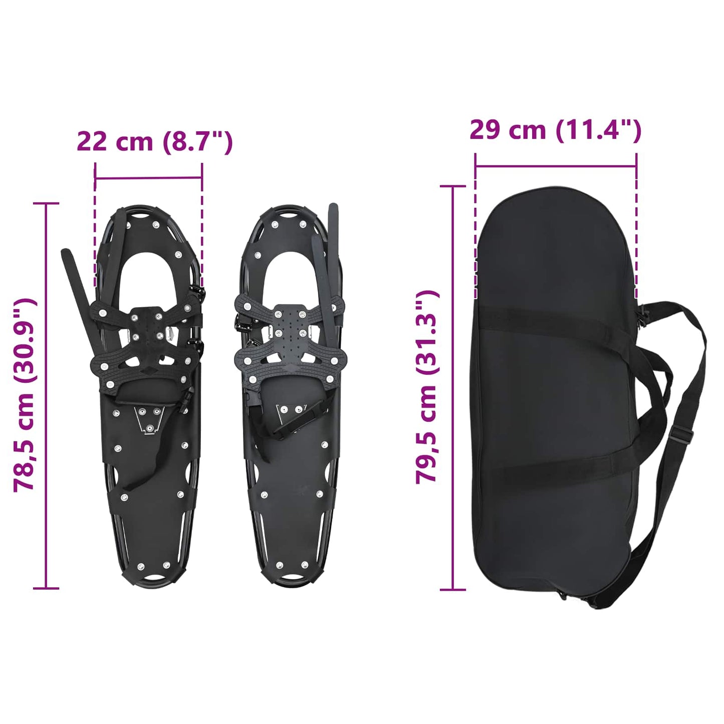 3 I 1 Snesko Sort 78,5 x 22 cm Aluminium og HDPE