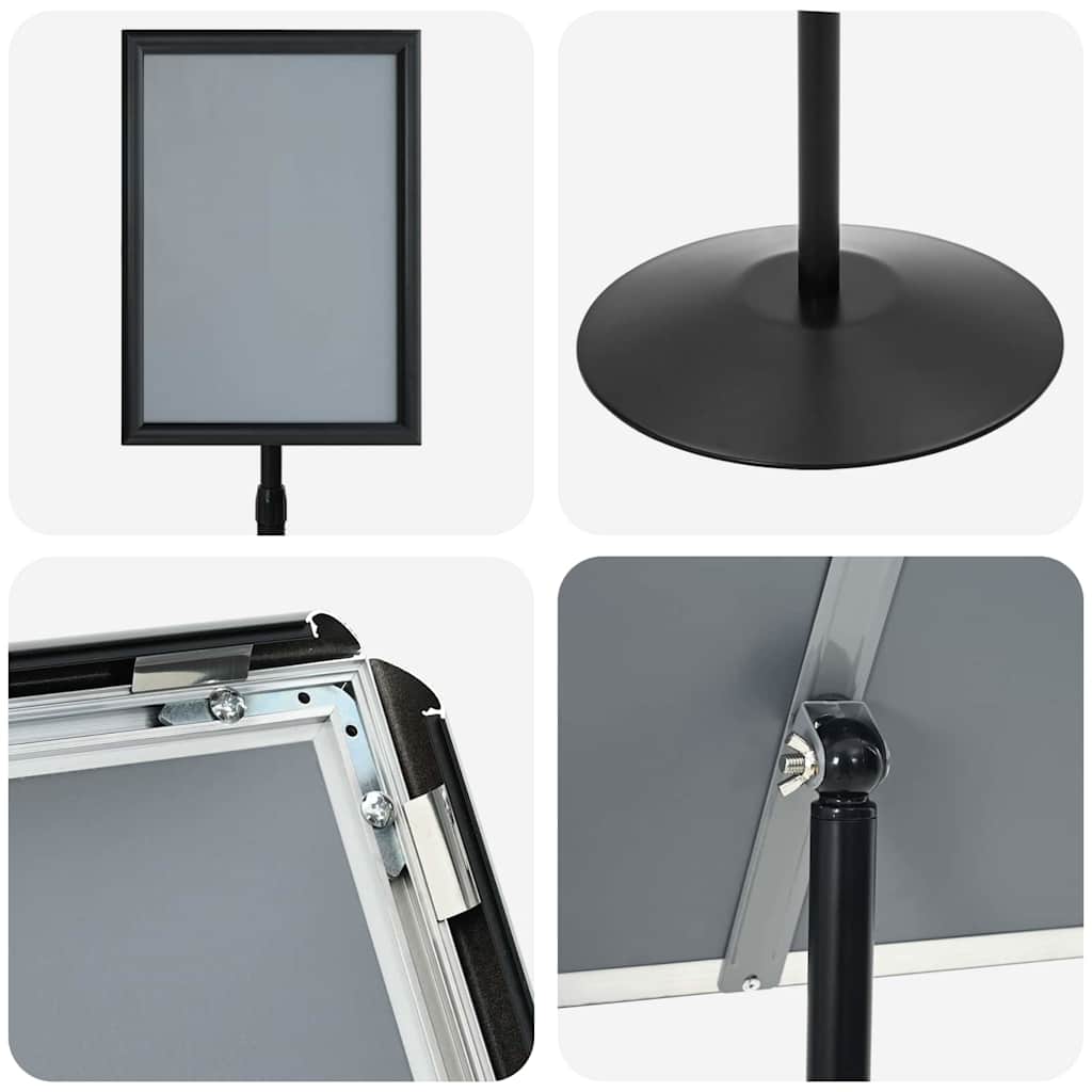 Pedestal Plakatstand a3 PVC og Stål Sort