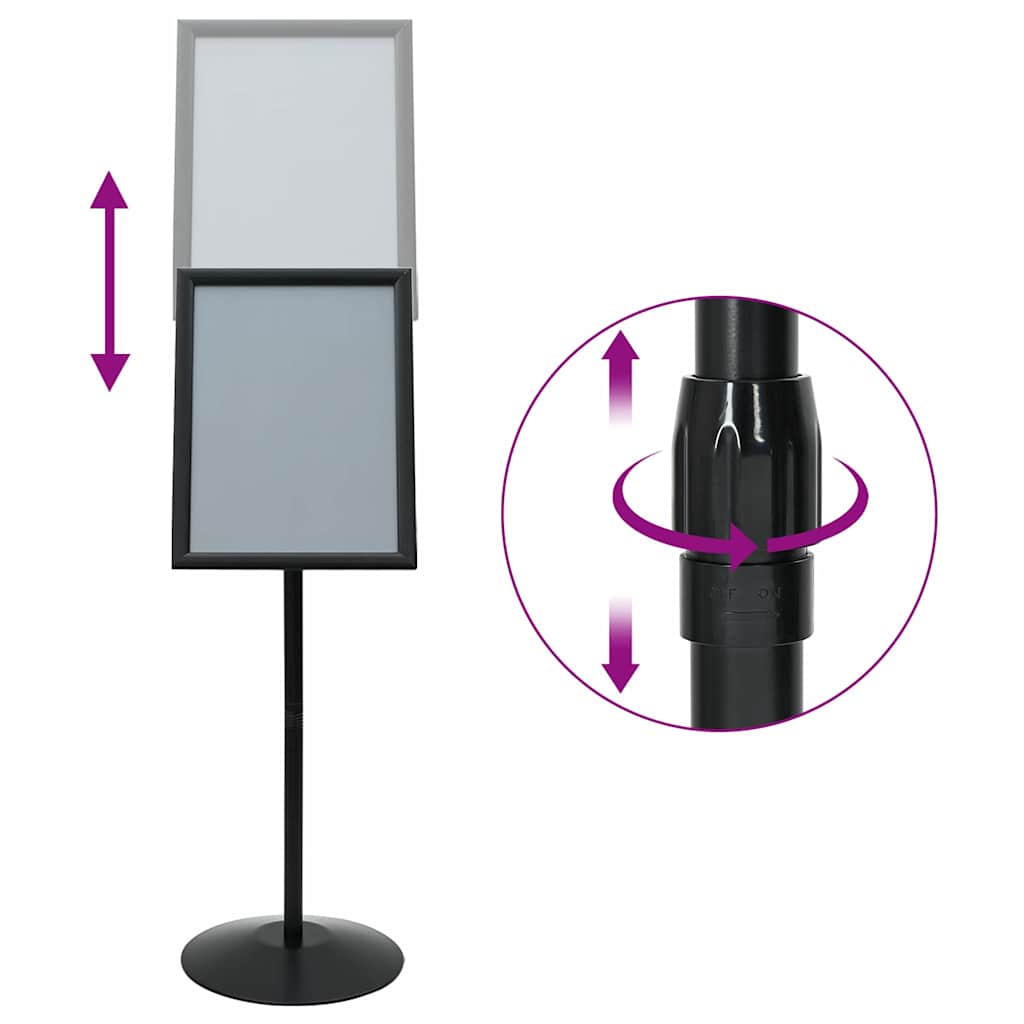 Pedestal Plakatstand a3 PVC og Stål Sort