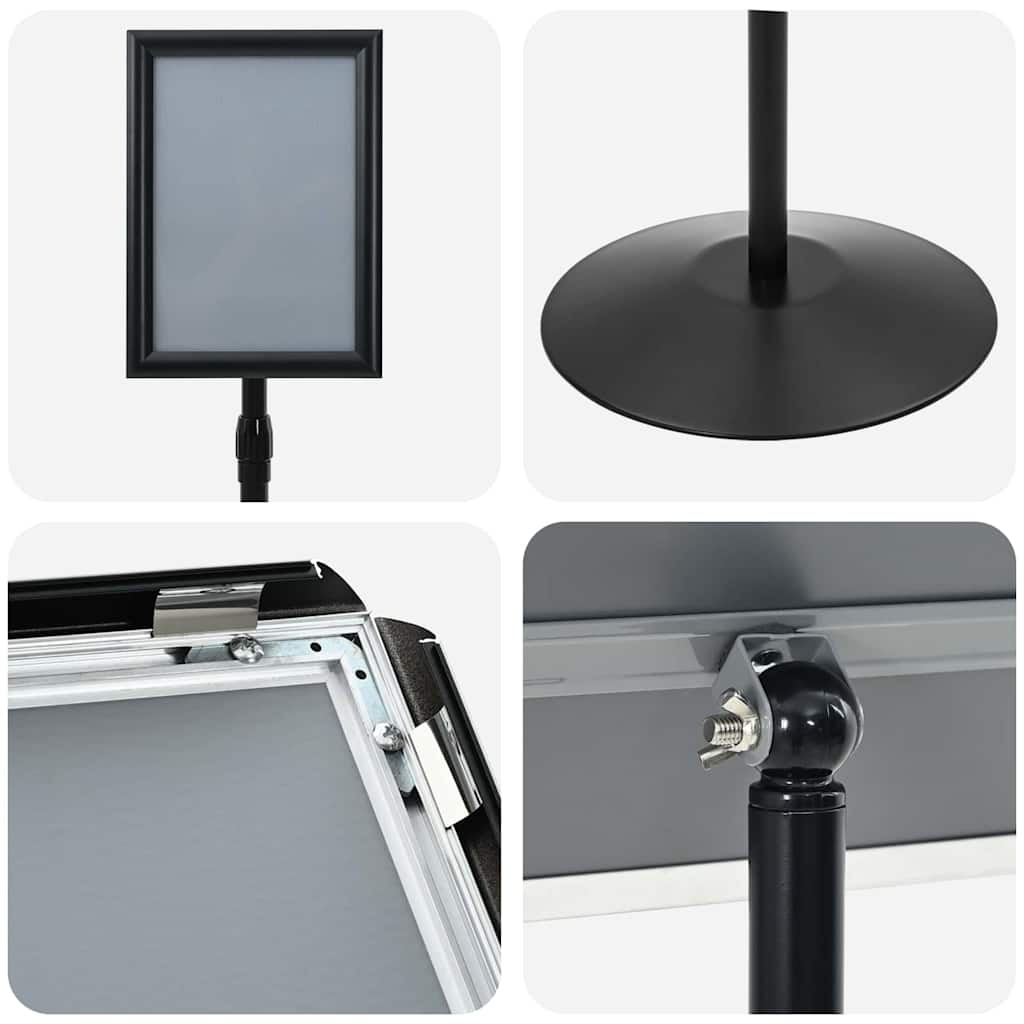 Pedestal Plakatstand a4 PVC og Stål Sort