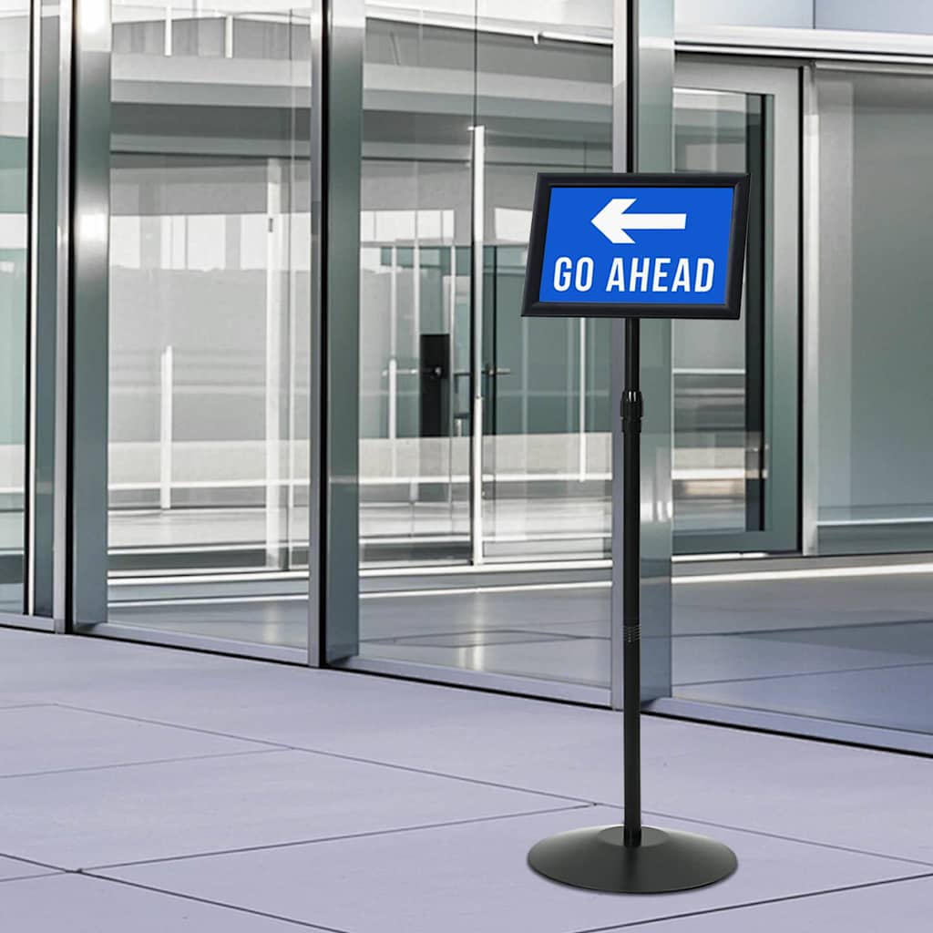 Pedestal Plakatstand a4 PVC og Stål Sort
