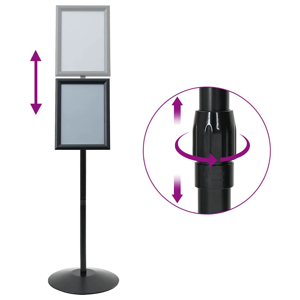 Pedestal Plakatstand a4 PVC og Stål Sort