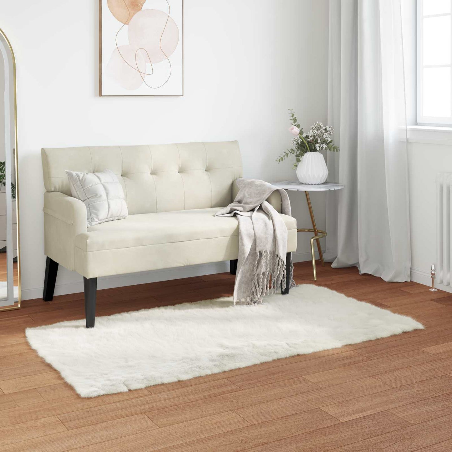 Fuskobbel lammeskindstæppe TAFALLA Hvid 80 x 150 cm Polyester