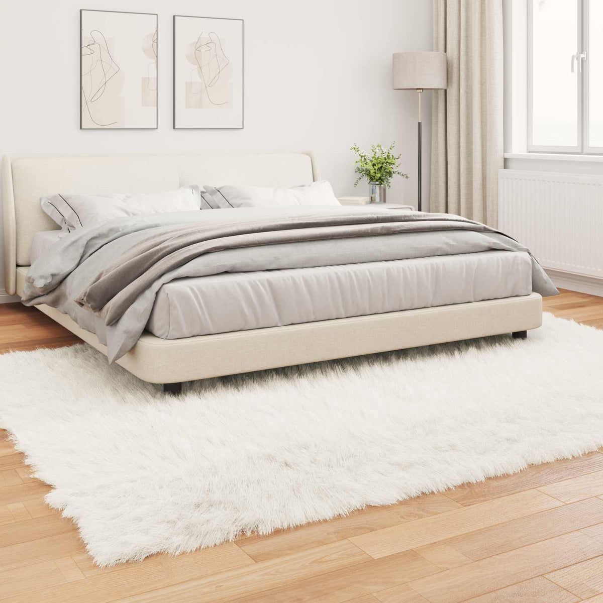 Fuskobbel lammeskindstæppe TAFALLA Hvid 200 x 280 cm Polyester
