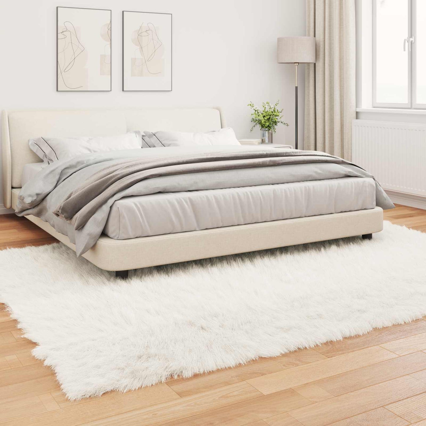 Fuskobbel lammeskindstæppe TAFALLA Hvid 240 x 340 cm Polyester