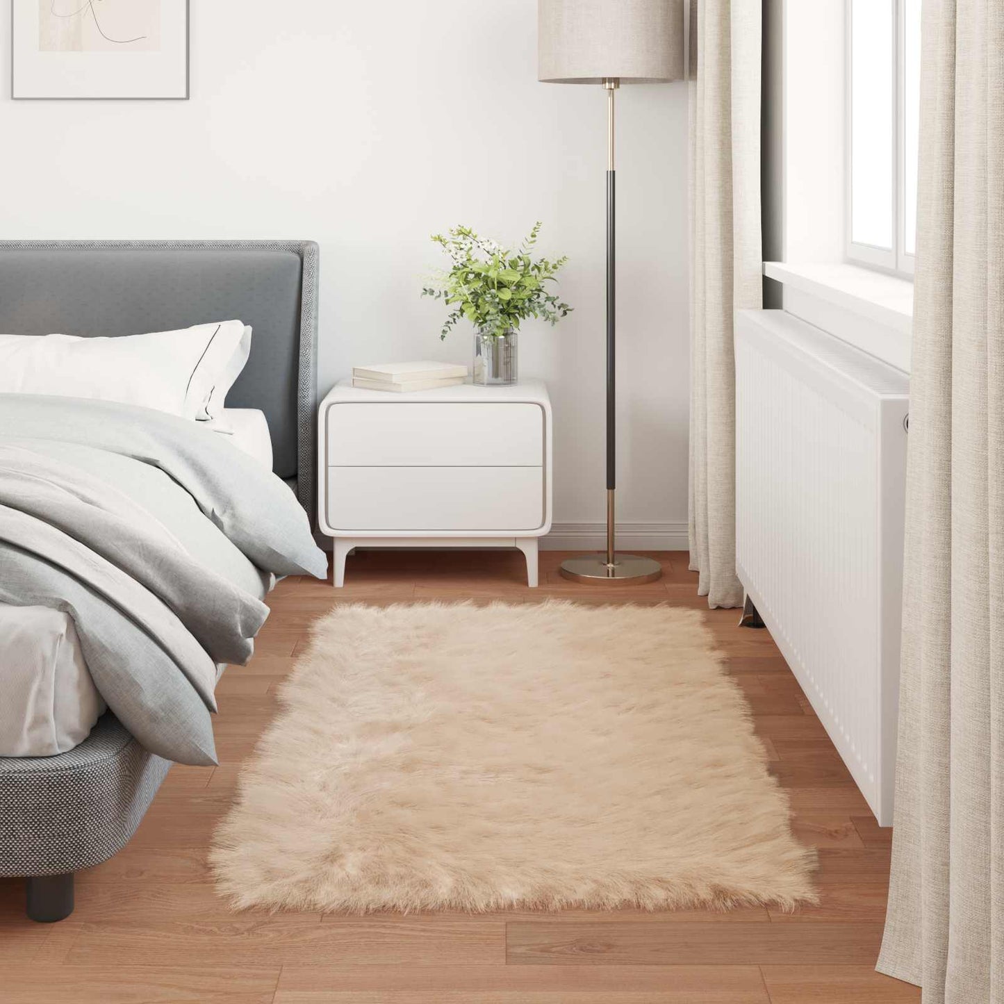 Fuskobbel lammeskindstæppe TAFALLA Beige 60 x 110 cm Polyester