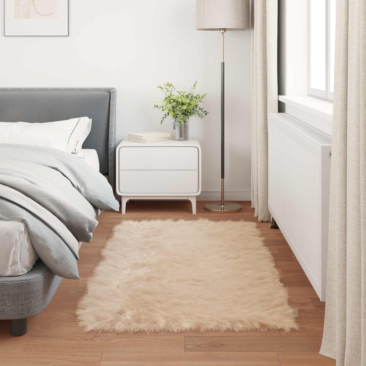 Fuskobbel lammeskindstæppe TAFALLA Beige 80 x 150 cm Polyester