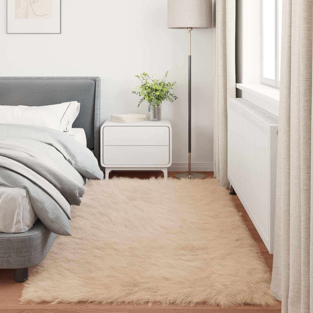 Fuskobbel lammeskindstæppe TAFALLA Beige 80 x 200 cm Polyester