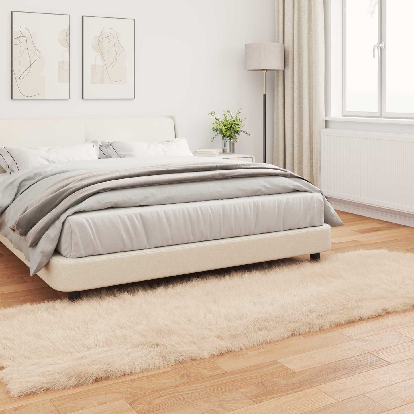 Fuskobbel lammeskindstæppe TAFALLA Beige 80 x 250 cm Polyester