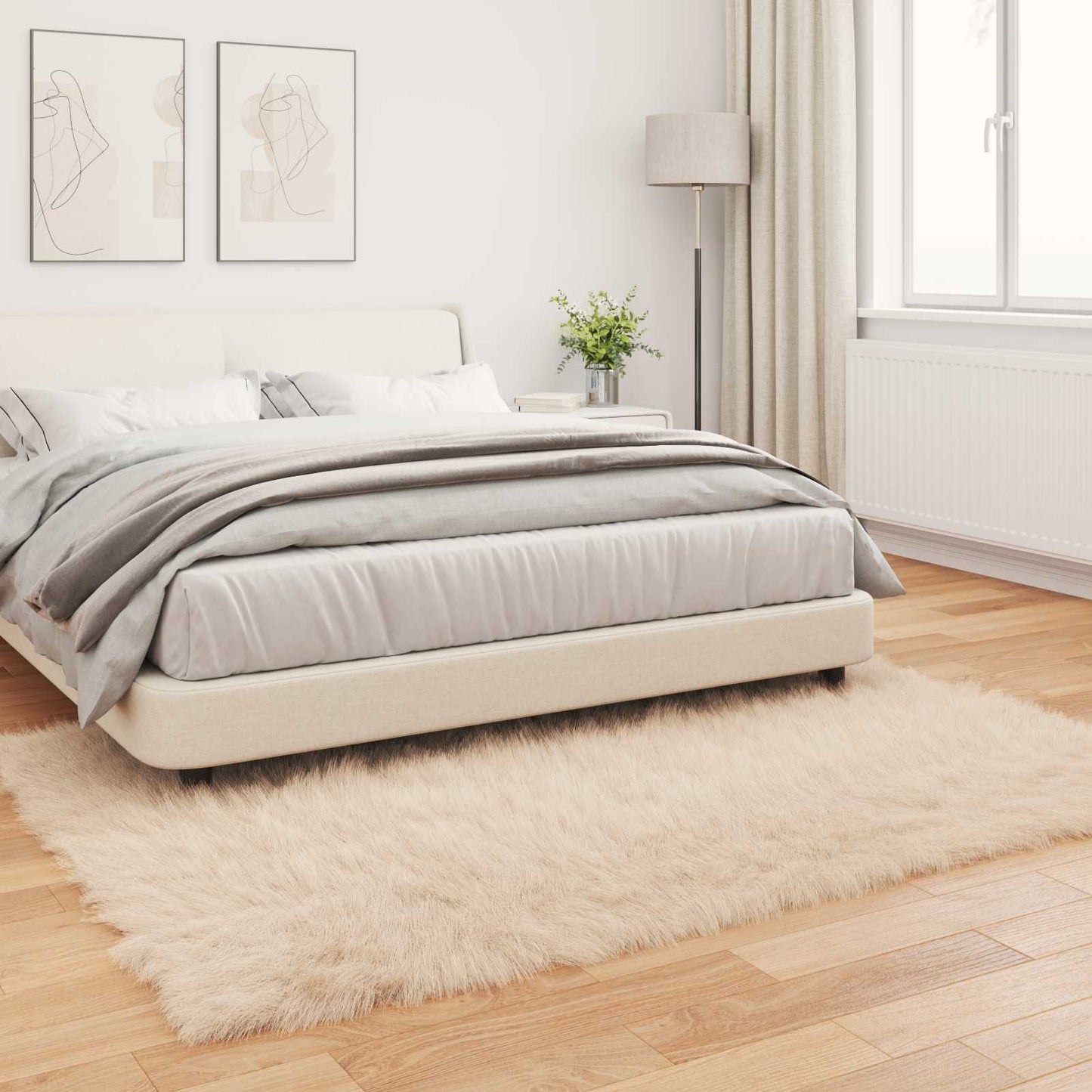 Fuskobbel lammeskindstæppe TAFALLA Beige 140 x 200 cm Polyester