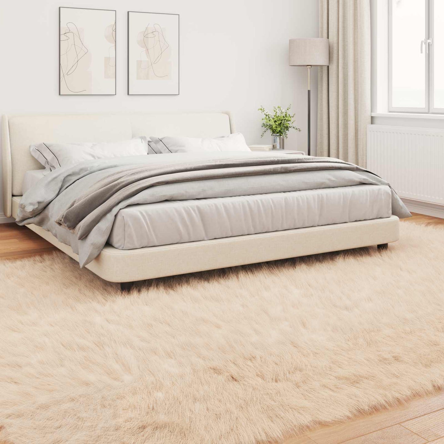 Fuskobbel lammeskindstæppe TAFALLA Beige 200 x 280 cm Polyester