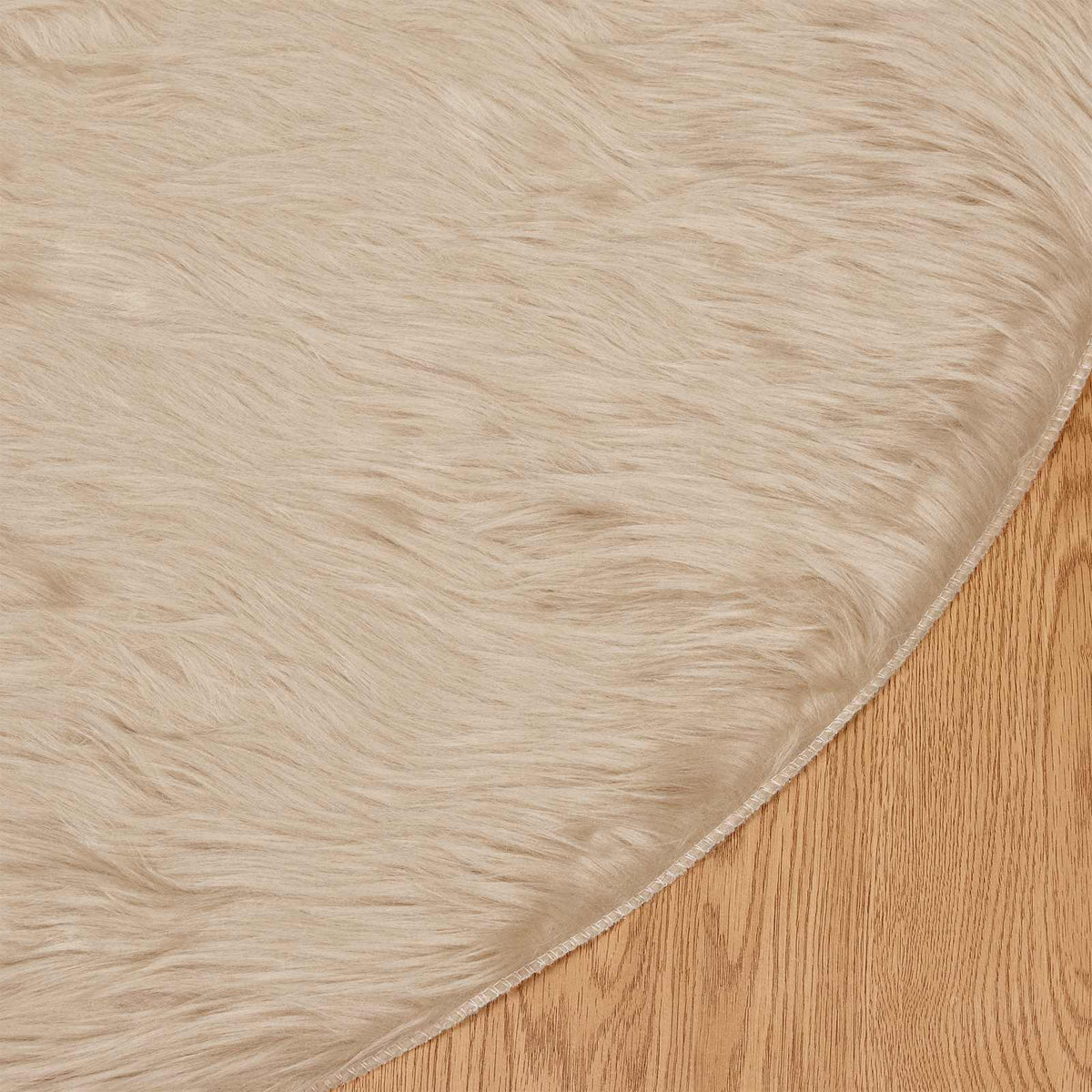 Fuskobbel lammeskindstæppe TAFALLA Beige Ø 80 cm Polyester