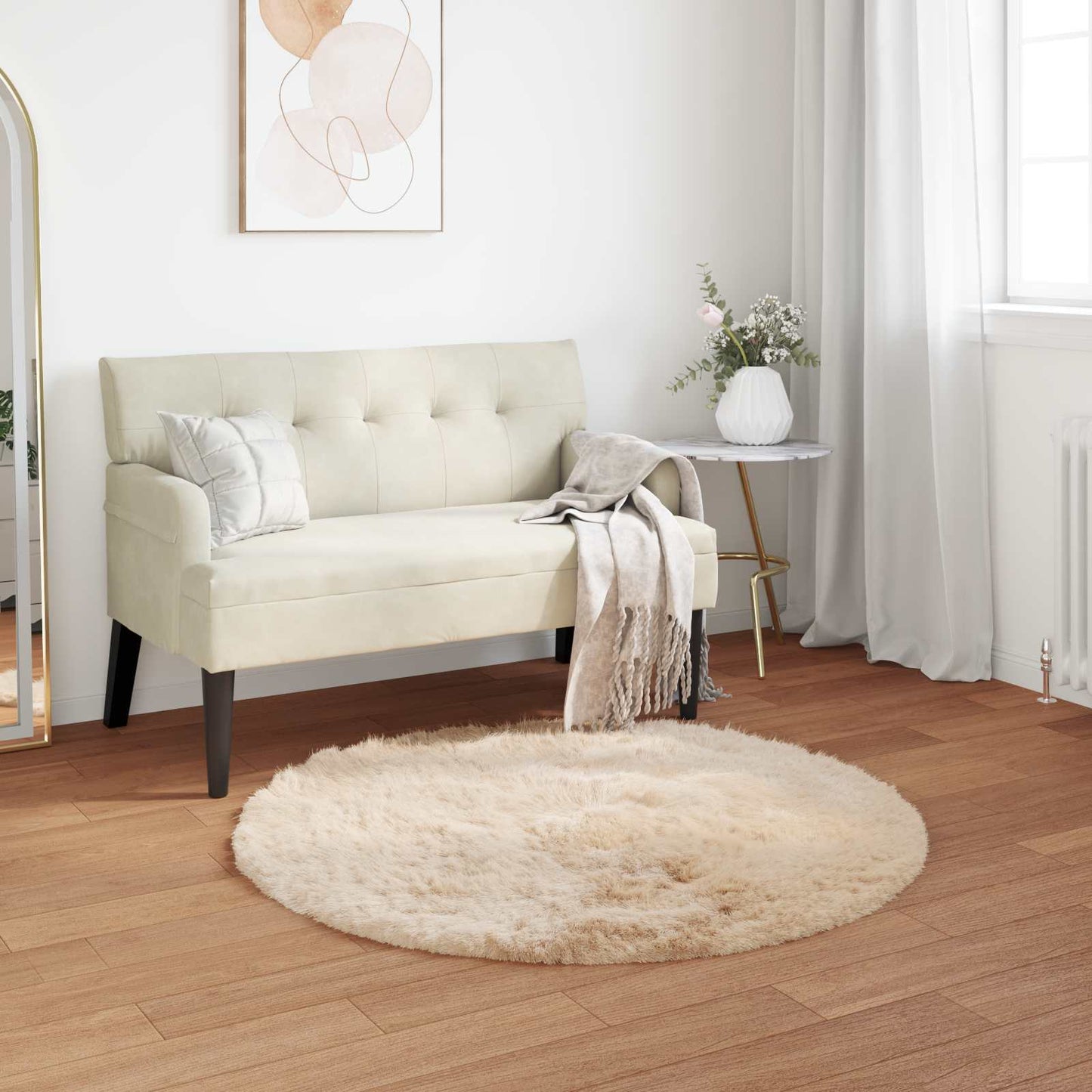 Fuskobbel lammeskindstæppe TAFALLA Beige Ø 80 cm Polyester
