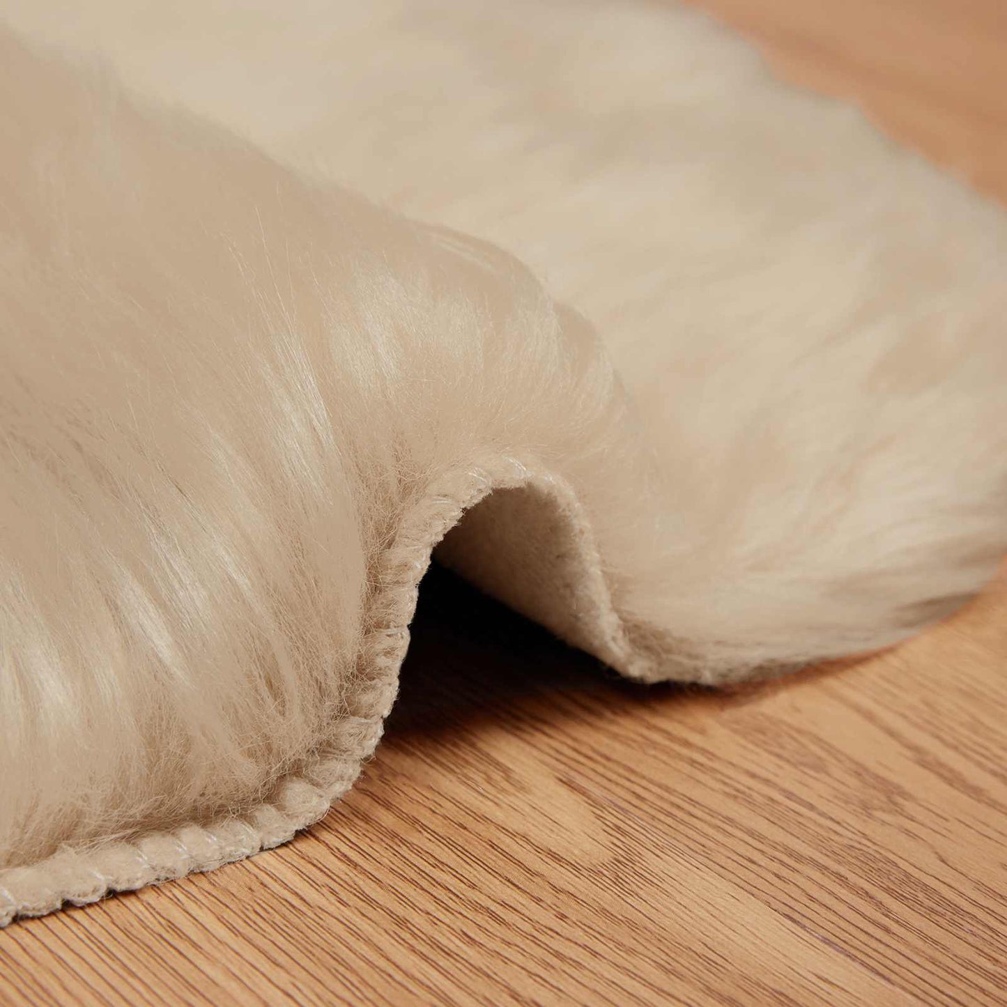 Fuskobbel lammeskindstæppe TAFALLA Beige 50 x 80 cm Polyester