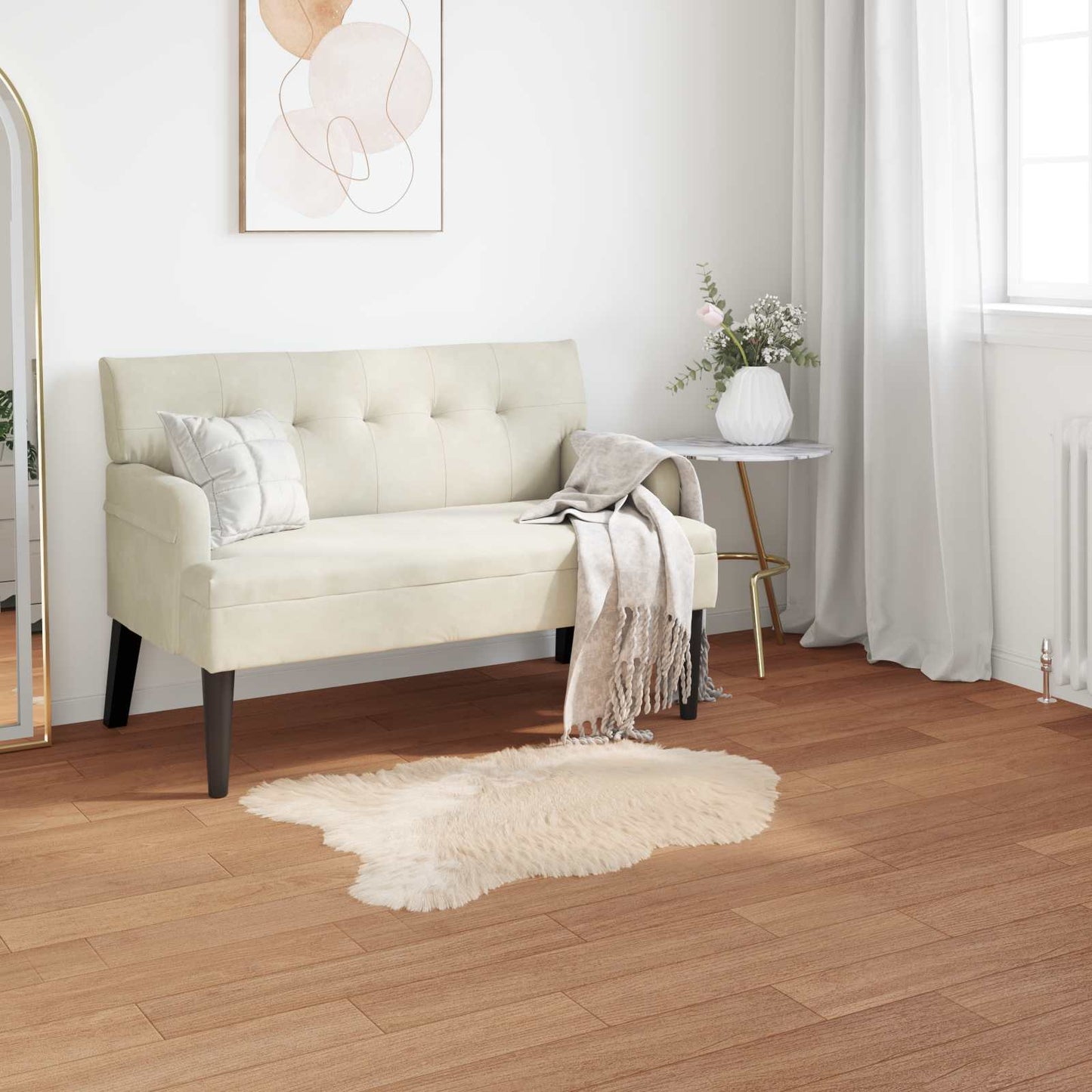 Fuskobbel lammeskindstæppe TAFALLA Beige 50 x 80 cm Polyester