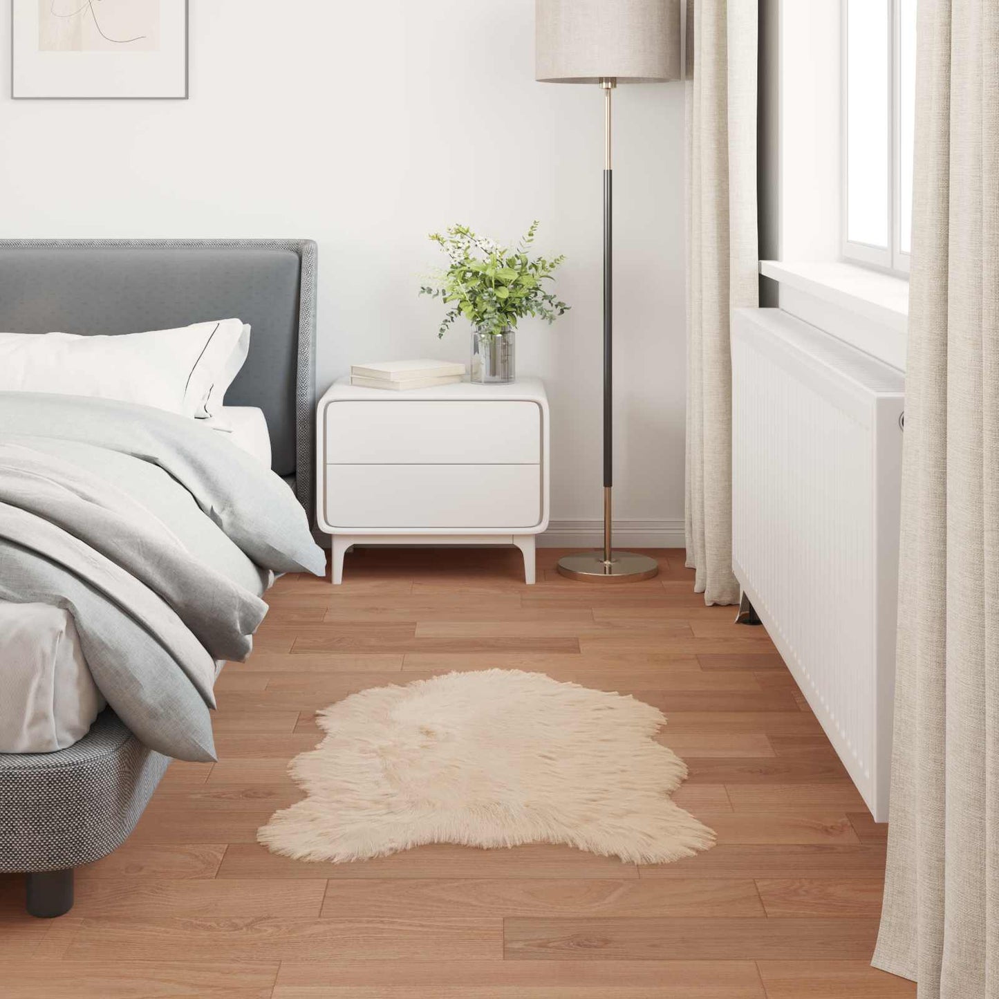Fuskobbel lammeskindstæppe TAFALLA Beige 50 x 80 cm Polyester