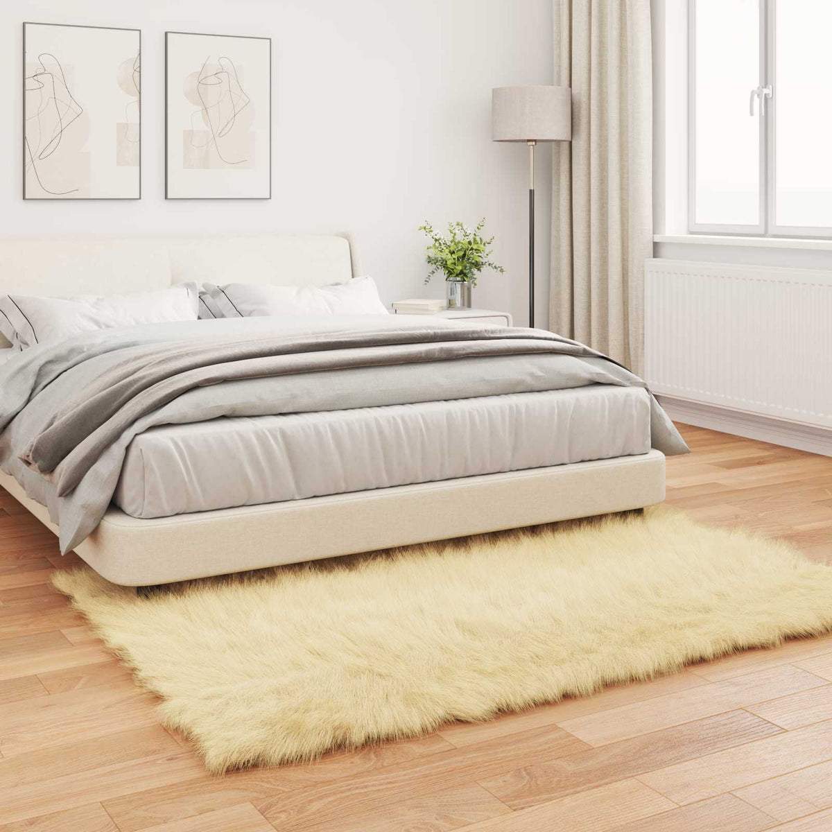 Fuskobbel lammeskindstæppe TAFALLA Cremefarvet 160 x 230 cm