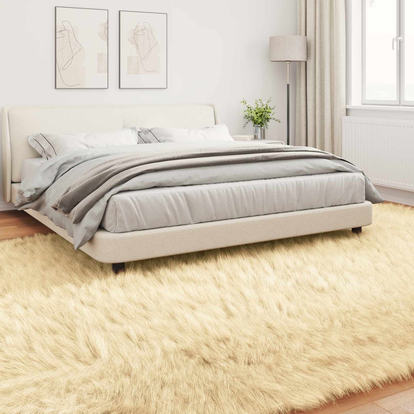 Fuskobbel lammeskindstæppe TAFALLA Cremefarvet 200 x 280 cm