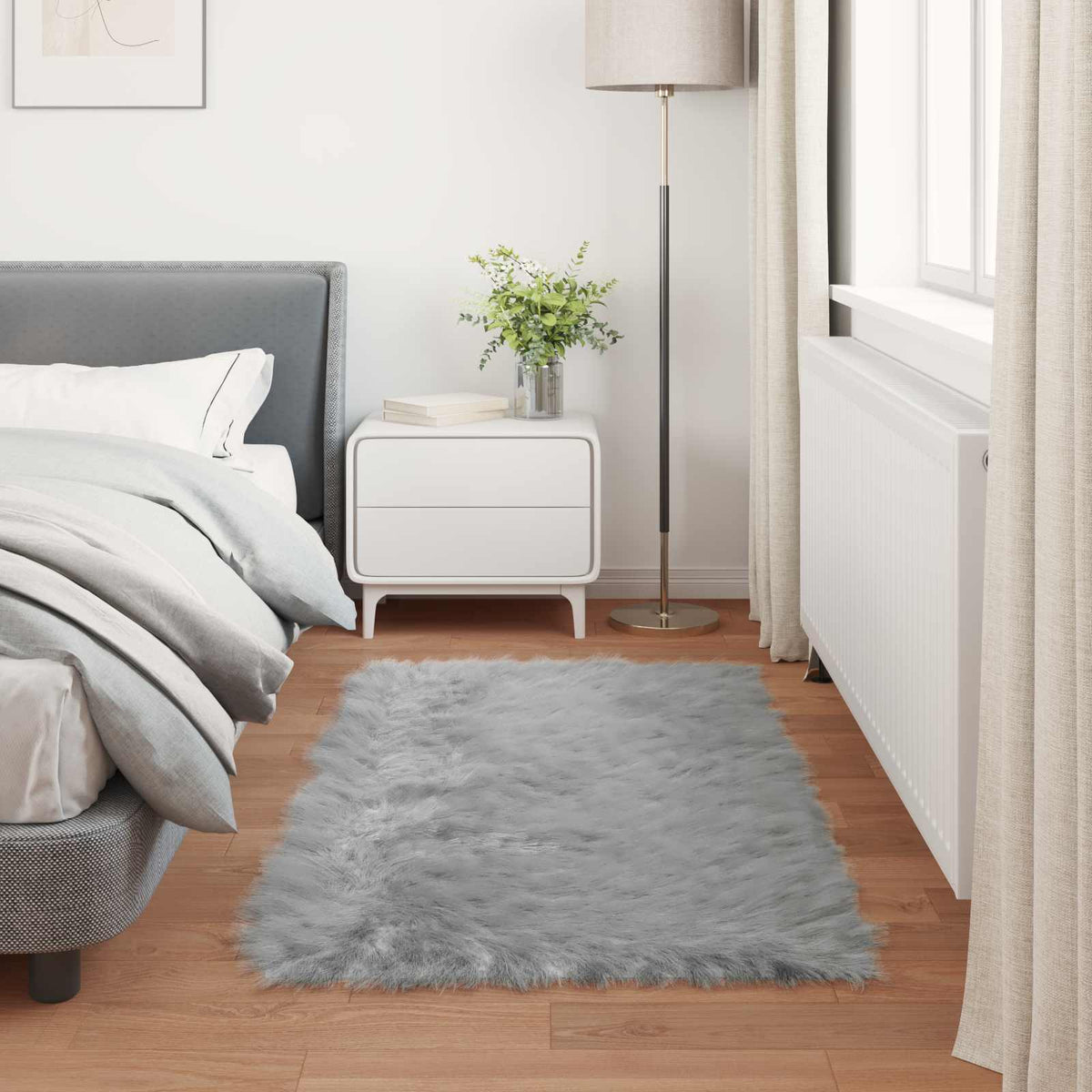 Fuskobbel lammeskindstæppe TAFALLA Grå 60 x 110 cm Polyester