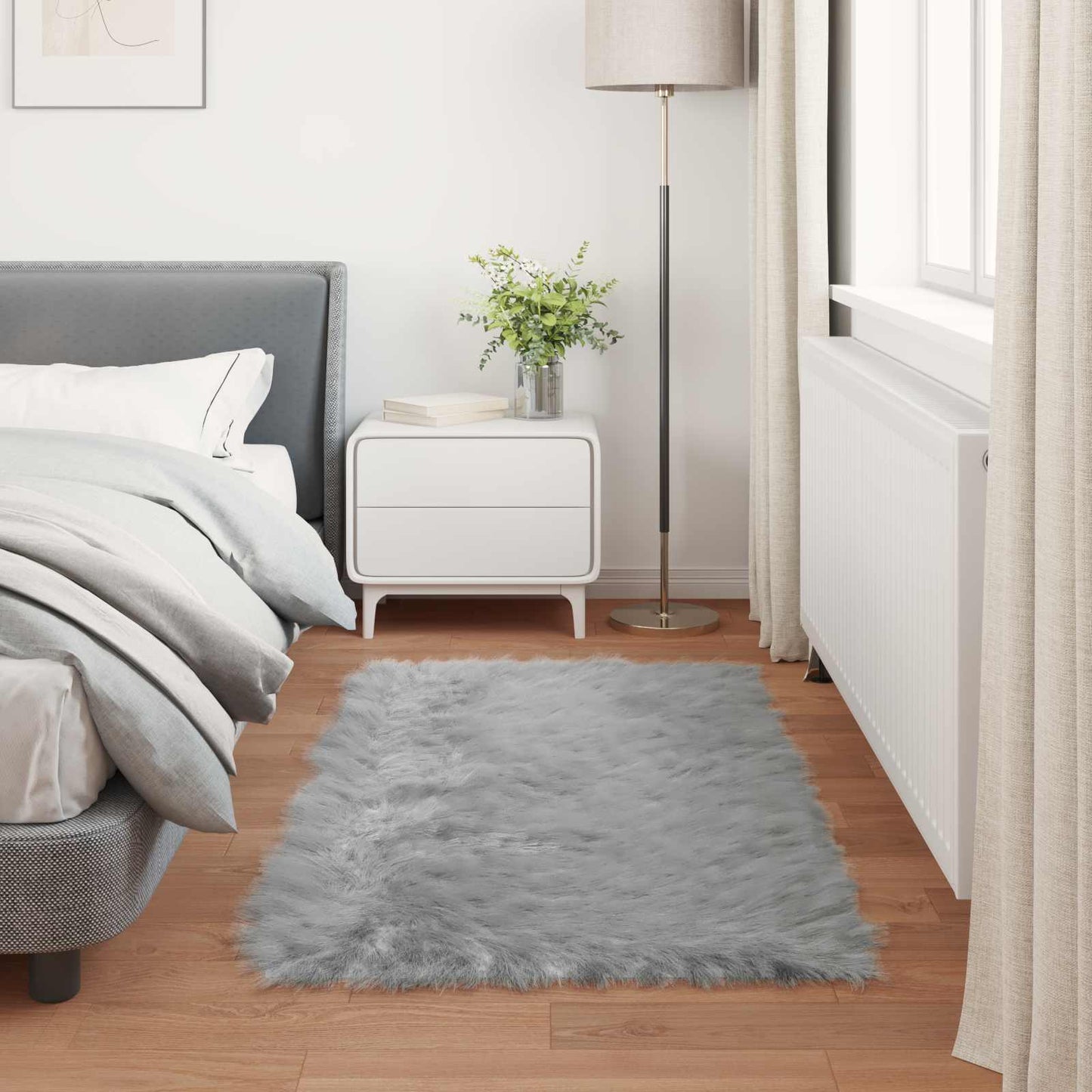 Fuskobbel lammeskindstæppe TAFALLA Grå 80 x 150 cm Polyester