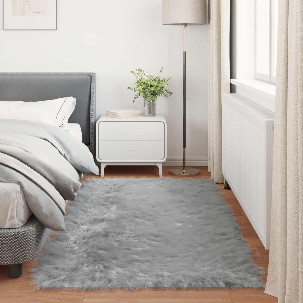Fuskobbel lammeskindstæppe TAFALLA Grå 100 x 200 cm Polyester