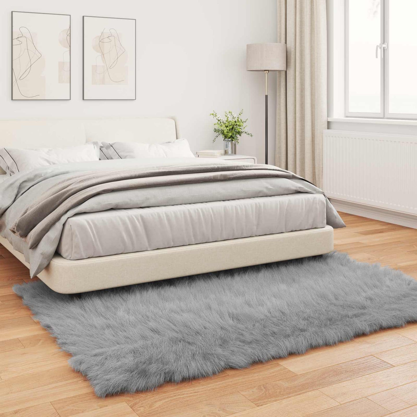 Fuskobbel lammeskindstæppe TAFALLA Grå 160 x 230 cm Polyester